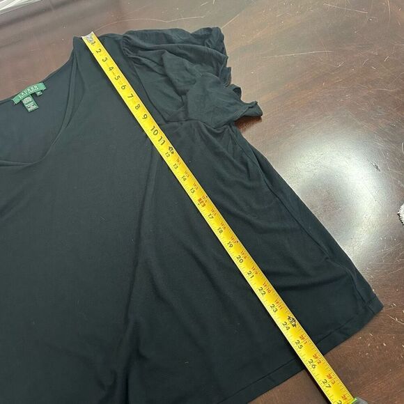 Lauren Ralph Lauren Black Rayon Flutter Sleeve V-Neck Knit Blouse Women’s 2X - Picture 8 of 9